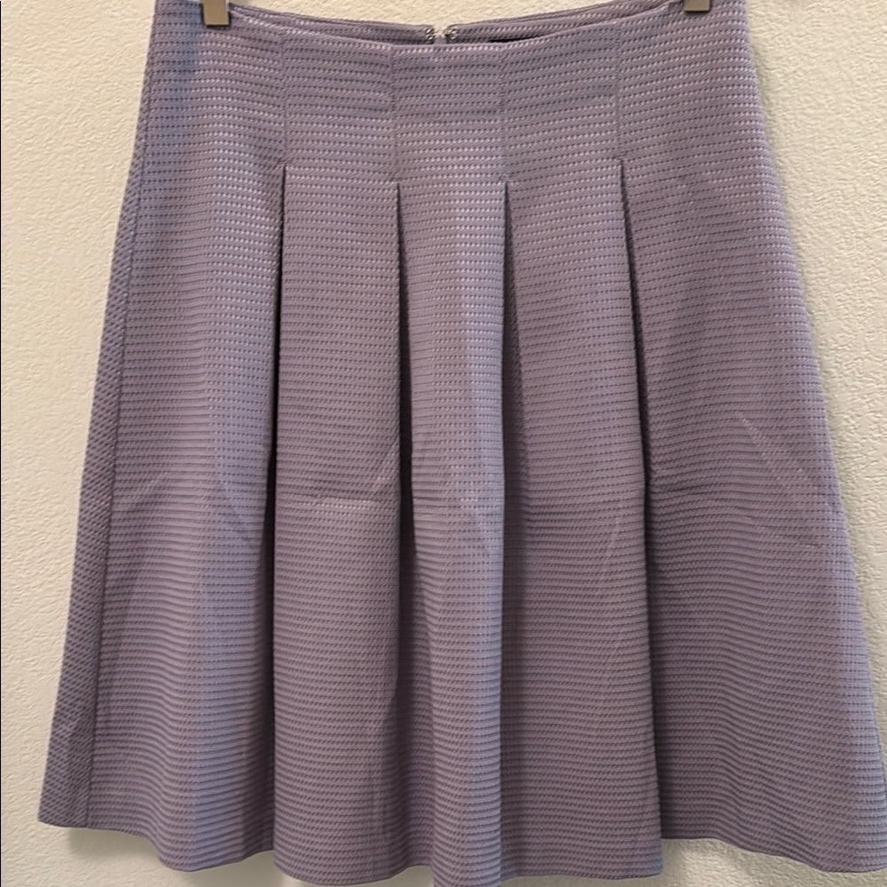 Ann Taylor Factory Purple Knee-Length Pleated A-Line Skirt
